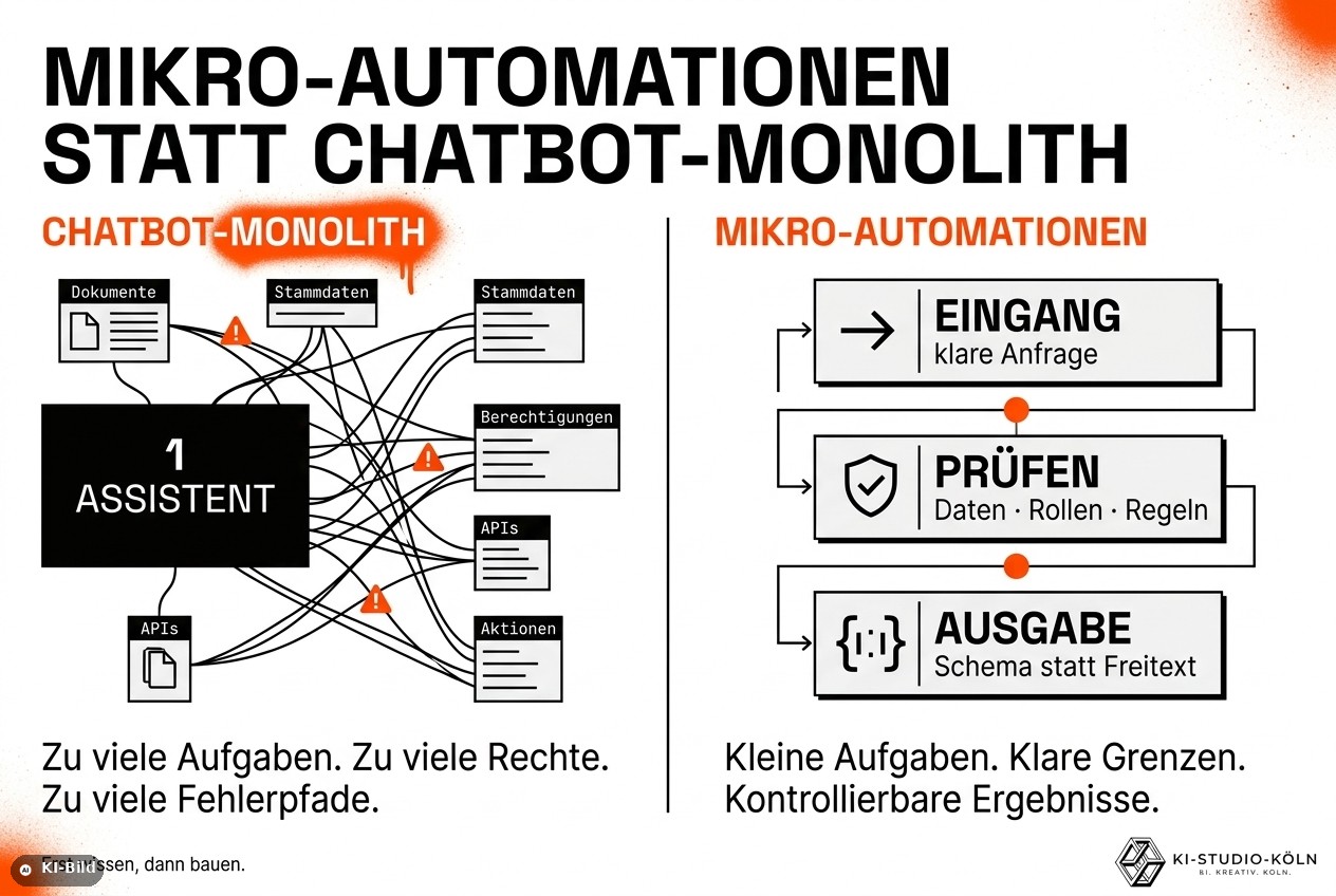Mikro-Automationen statt Chatbot-Monolith